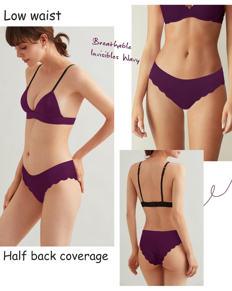 LEVAO Seamless Underwear for Women No Show Ice Silk Bikini Breathable Hipster Wavy Sides Invisibles Panties 7 Pack S-XXL - Image 3