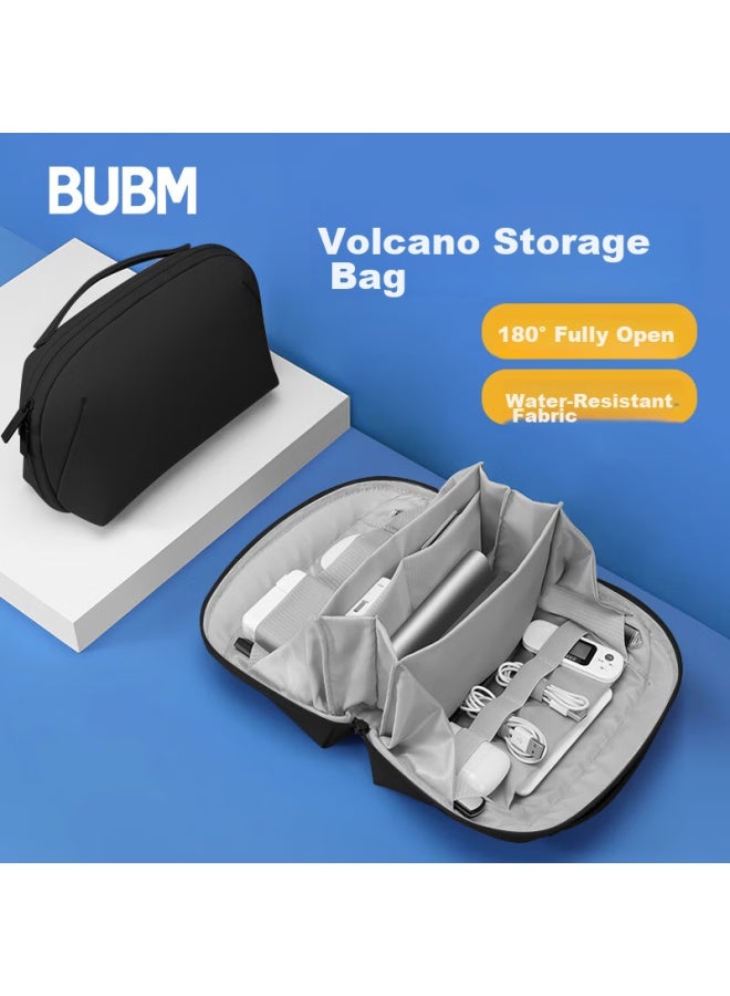 Bubm Digital Storage Bag, Portable 3c Cable, Usb Drive Travel Pouch, Charging Cable Volcano Bag Storage Box, Large Black - Image 1