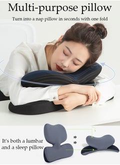 DUNISO 2 in 1 Office Chair Lumbar Support Pillow, Nap Pillow, Memory Foam Ergonomic Back Support Pillows with Washable Breathable Cover Long Sitting Office Workers, Car Drivers, Nap Pillow for Office Desk Chair  - Image 2