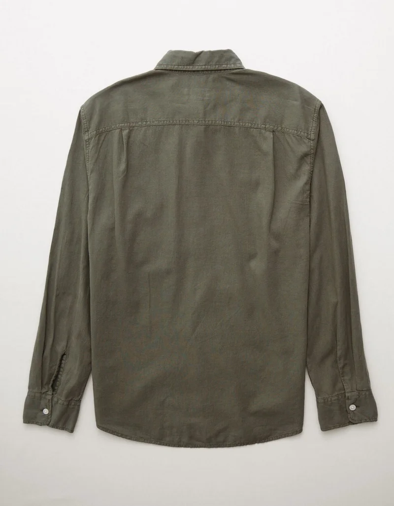 American Eagle AE Long-Sleeve Linen-Blend Button-Up Shirt