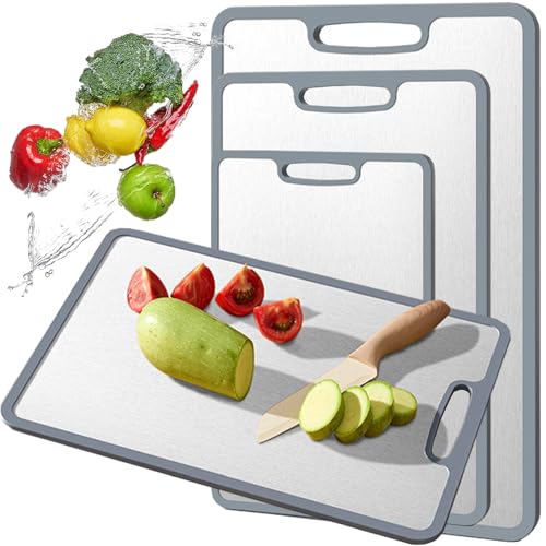 KIKIIKE Titanium Cutting Board Doublesided nonslip silicone edging Pure Titanium Cutting Boards for Kitchen DoubleSided FoodGrade Chopping Board NonStick Durable and easy to clean Medium - Image 1