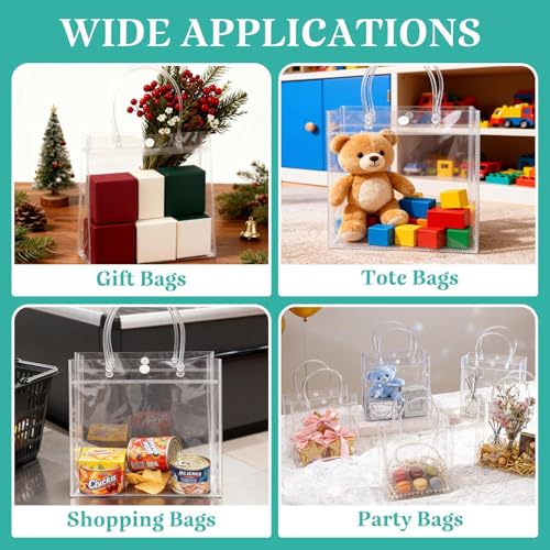 BadenBach 16 PCS Large Clear Gift Bags with Handles, 11 x 11 x 3.9 Inch Clear Plastic Party Favor Bag Transparent Goodie Tote Bag Gift Wrap Bags Bulk for Wedding Baby Shower Birthday Mother's Day - Image 5