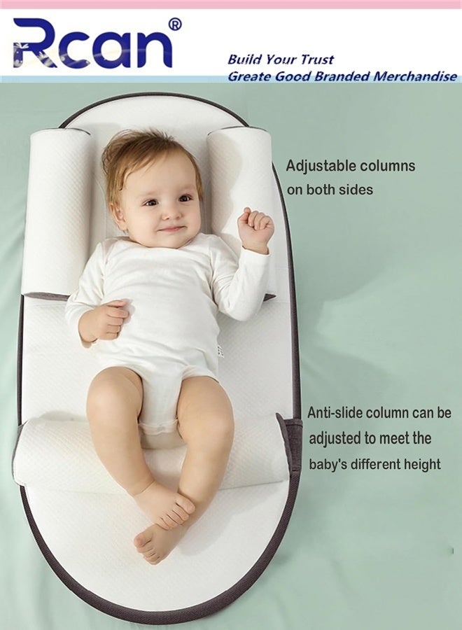 Rcan Portable Baby Lounger & Nursing Pillow, 0-30° Adjustable Baby Sleeping Nest, Anti-Reflux Milk Slope Pillow Breathable & Soft L-shaped Infant Travel Bed for Relieve Spill Milk, Overfeeding, Diaper Change Washable - Image 3