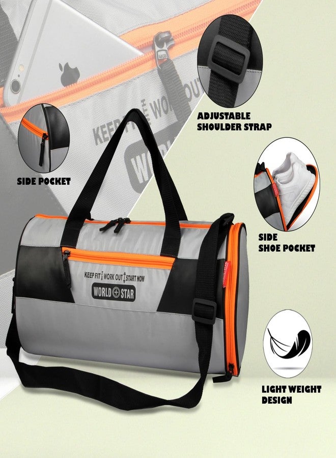 World Star Gym Duffel Bag Sports Bag for Mens/Womens with Shoe Compartment, Detachable Shoulder Strap | Grey|(1010) - Image 4