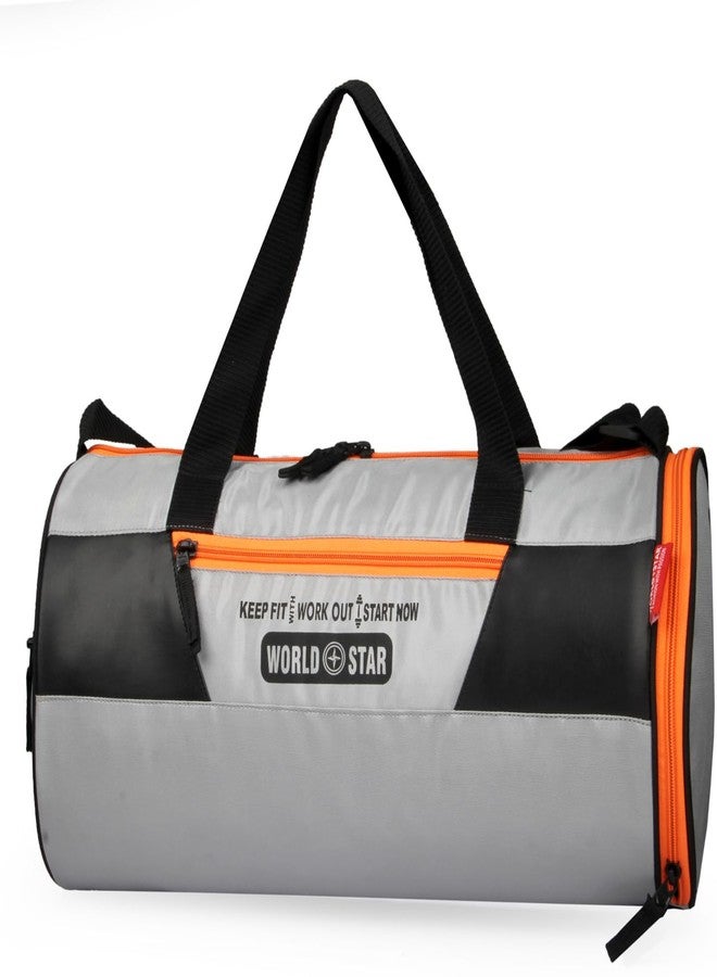 World Star Gym Duffel Bag Sports Bag for Mens/Womens with Shoe Compartment, Detachable Shoulder Strap | Grey|(1010) - Image 1