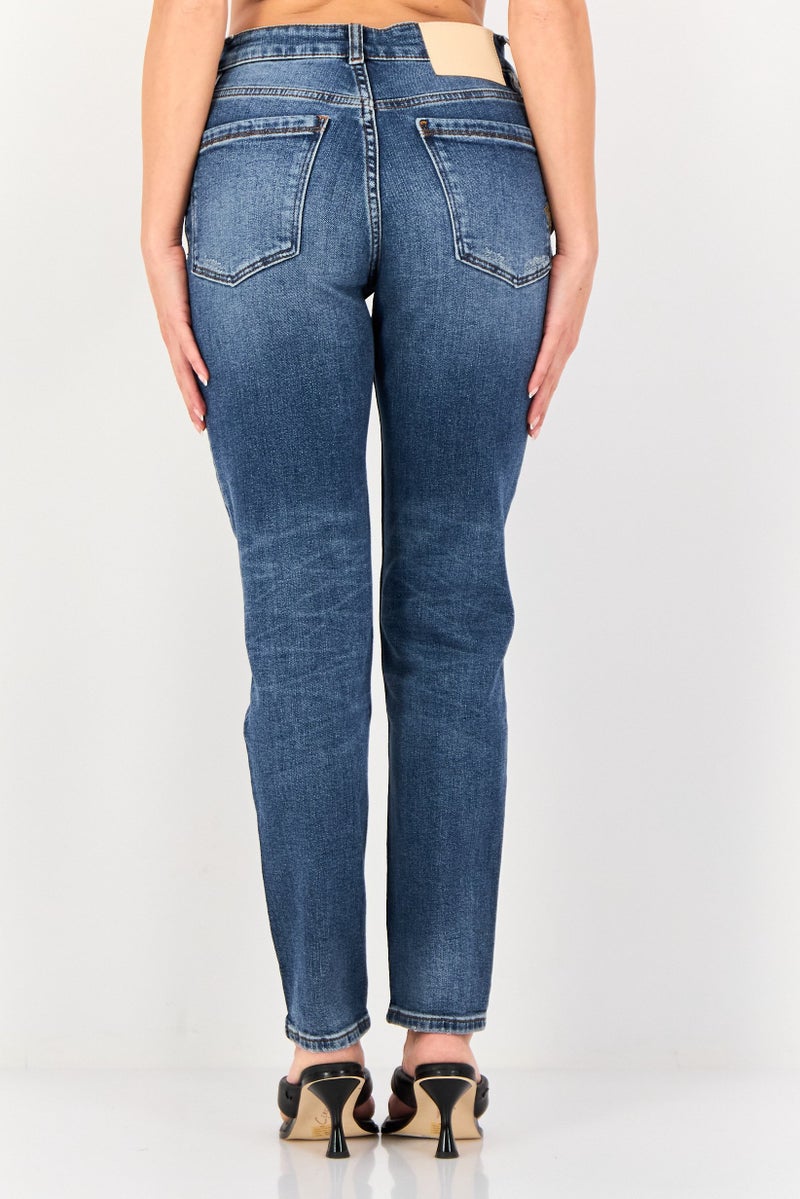 Reiko Women Regular Fit Washed Stretchable Jeans, Blue - Image 3