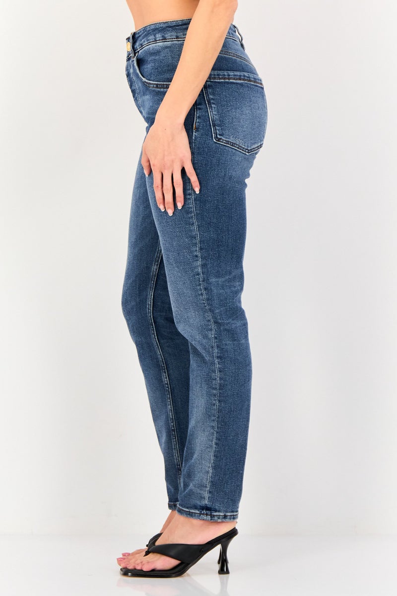 Reiko Women Regular Fit Washed Stretchable Jeans, Blue - Image 2