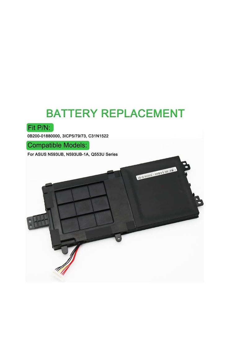 Terabyte 11.4V 3950mAh 45Wh 0B200-01880000 3ICP5/79/73 C31N1522 Replacement Laptop Battery for ASUS N593UB N593UB-1A Q553U Series - Image 3