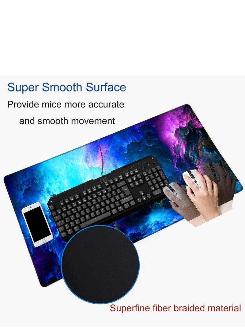 SYOSI Large Mouse Pad, Big Gaming Mouse Pad with Stitched Edges, Waterproof and Non-Slip Desk Mat, XXL Extended Keyboard Pad for Home Office Accessories (31.5x11.8inch, Dazzling Galaxy) - Image 5