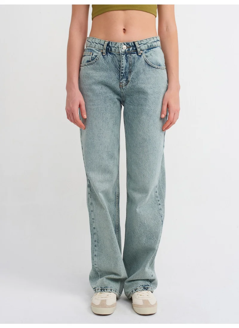 ديلفين 71458 Wash Effect Denim Trousers-Green