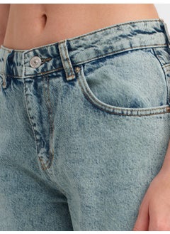 Dilvin 71458 Wash Effect Denim Trousers-Green  - Image 4