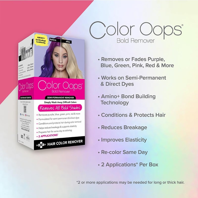 Color Oops Hair Dye Remover 2 Applications Safely Removes Direct Dyes & Semi-Permanent Coloring Same Day Vegan & Cruelty Free - Image 4