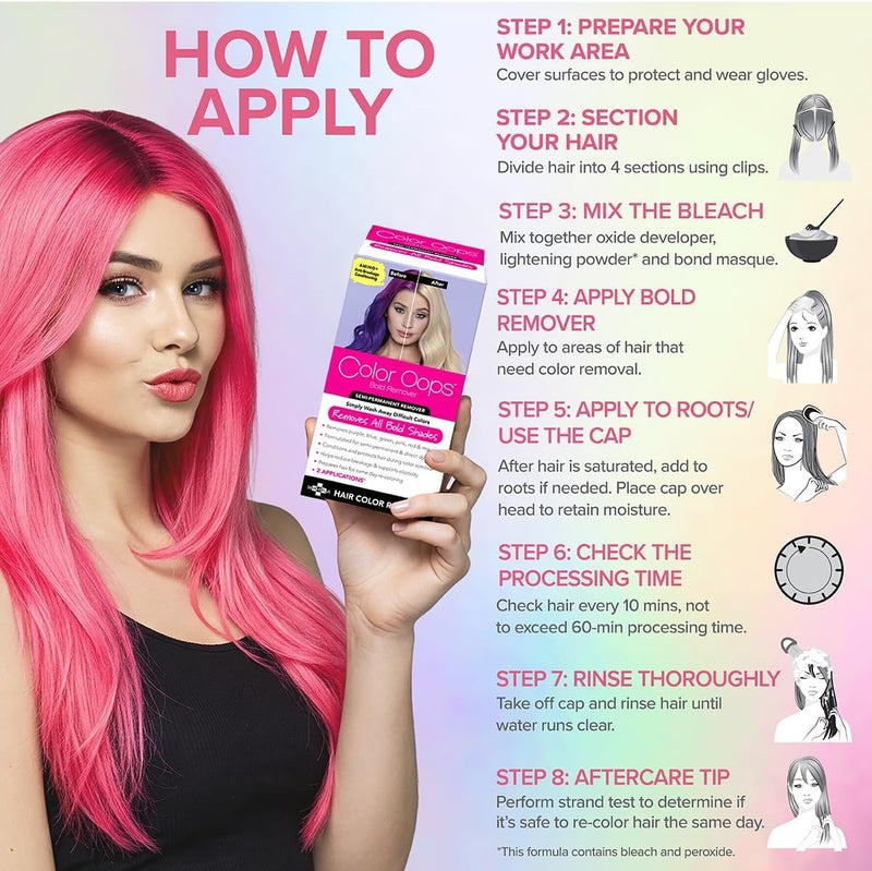 Color Oops Hair Dye Remover 2 Applications Safely Removes Direct Dyes & Semi-Permanent Coloring Same Day Vegan & Cruelty Free - Image 5
