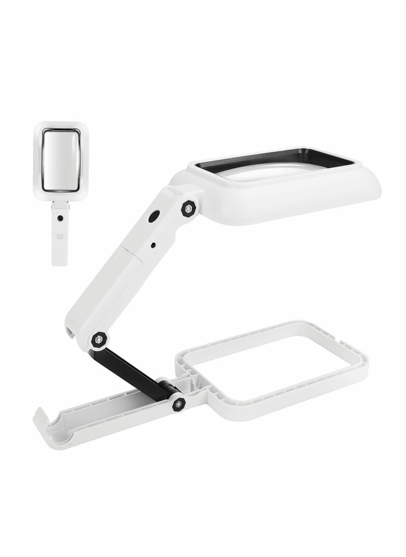 Excefore Magnifier with Light, 2 in 1 Standing and Handheld Magnifier, 18 LED Illuminated Magnifier Foldable Square Magnifier for Reading, Soldering, Inspection, Jewelry, Hobbies and Crafts  - Image 1