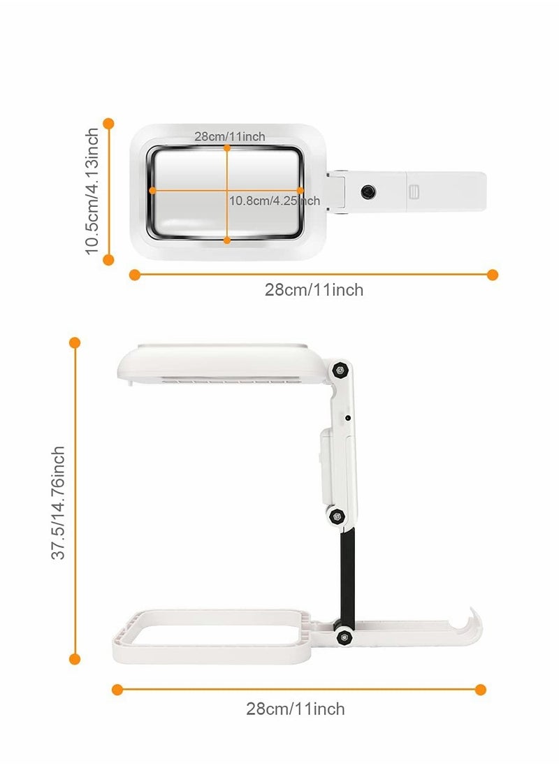 Excefore - Magnifier with Light, 2 in 1 Standing and Handheld Magnifier, 18 LED Illuminated Magnifier Foldable Square Magnifier for Reading, Soldering, Inspection, Jewelry, Hobbies and Crafts - Image 1