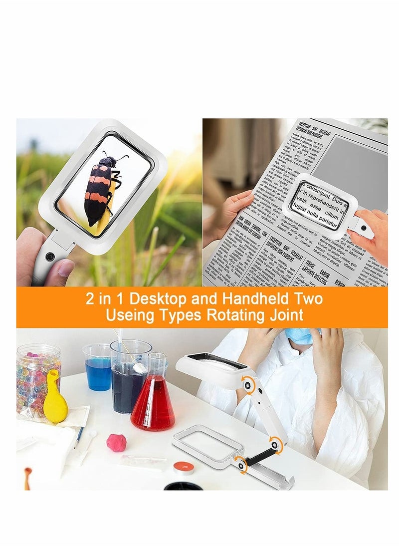 Excefore - Magnifier with Light, 2 in 1 Standing and Handheld Magnifier, 18 LED Illuminated Magnifier Foldable Square Magnifier for Reading, Soldering, Inspection, Jewelry, Hobbies and Crafts - Image 1