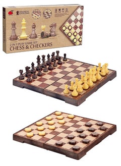 Bear 2-in-1 Magnetic Chess + Checkers Game Portable and Foldable  - Image 1