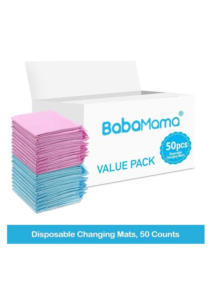 Babamama Disposable Changing Mats, 50 Counts, Soft Waterproof Mat, Portable Leak Proof Changing Mat, New Mom Leak-Proof Under pad, Mattress Table Protector Pad - Image 2