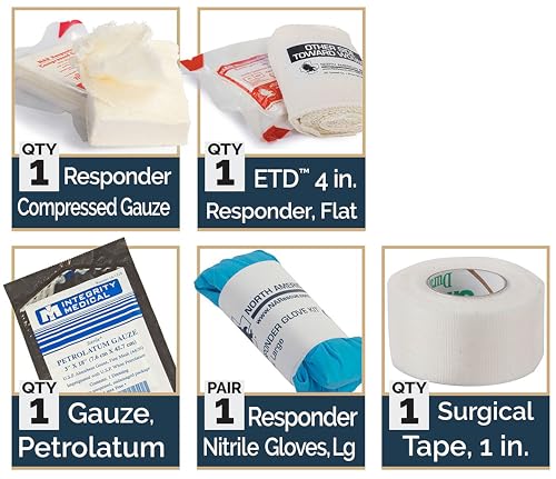 North American Rescue Individual Aid Kit NAR Compact First Aid with Compressed Gauze, Petrolatum Gauze, ETD, Gloves, Surgical Tape (85-0404) - Image 2