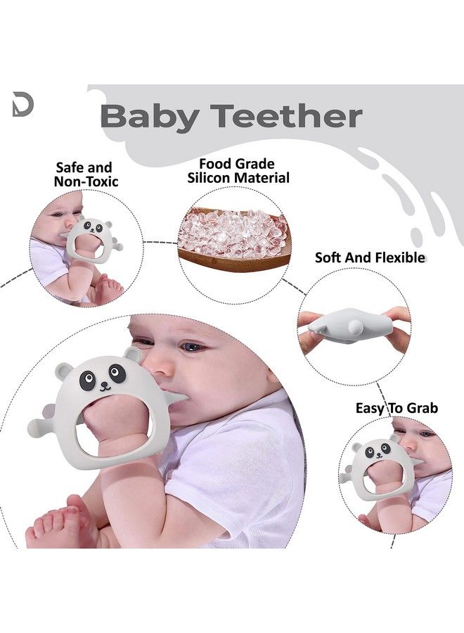 DaKos Teether Soother For New Born Teether And Soother For Baby Baby Mitten Teether Baby Chew Toys For Sucking Needs Sensory Teether Toy (Animal Shaped Panda White) - Image 5