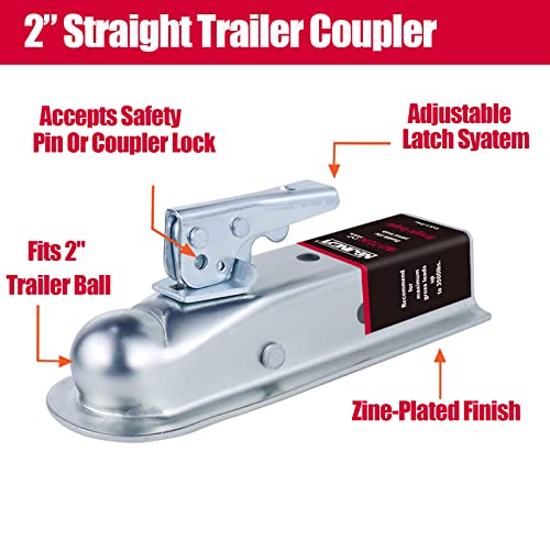 NBJINGYI Straight Trailer Coupler 2" Ball 2" Channel Width 3500 LBSTrailer Tongue Coupler - Image 5