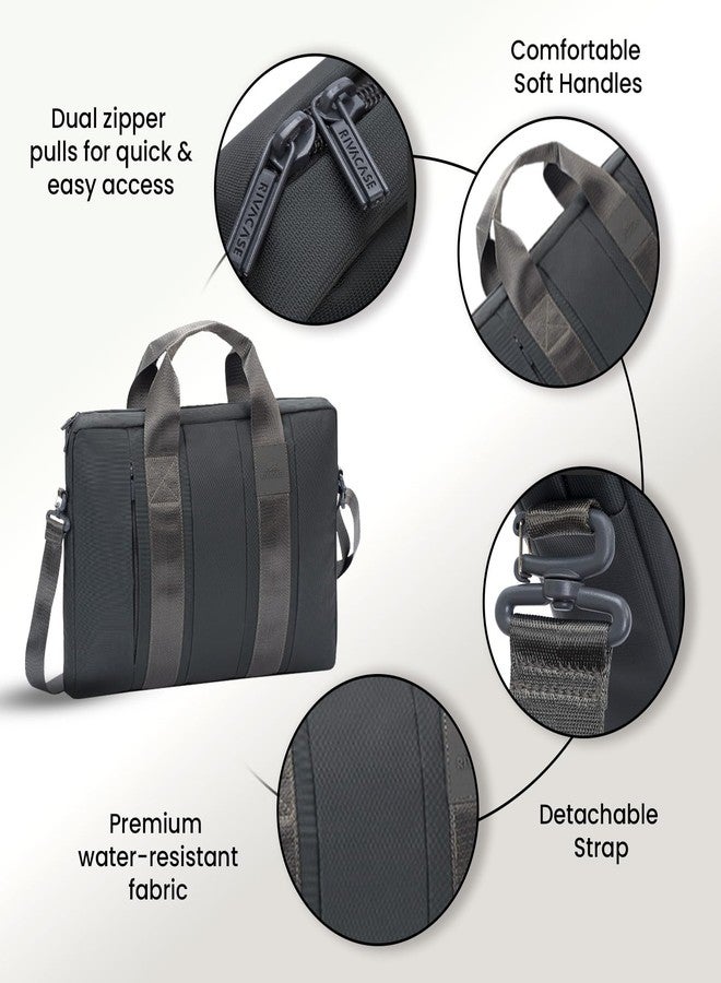 RivaCase Hyde 8830 Laptop Bag Lightweight Stylish Slim Shoulder Bag Dual zipper utility Bag For Men & Women | Business Laptop Bag | Upto 15.6 '' Notebook/Macbook Compatiable Travel bag accessories - Image 2