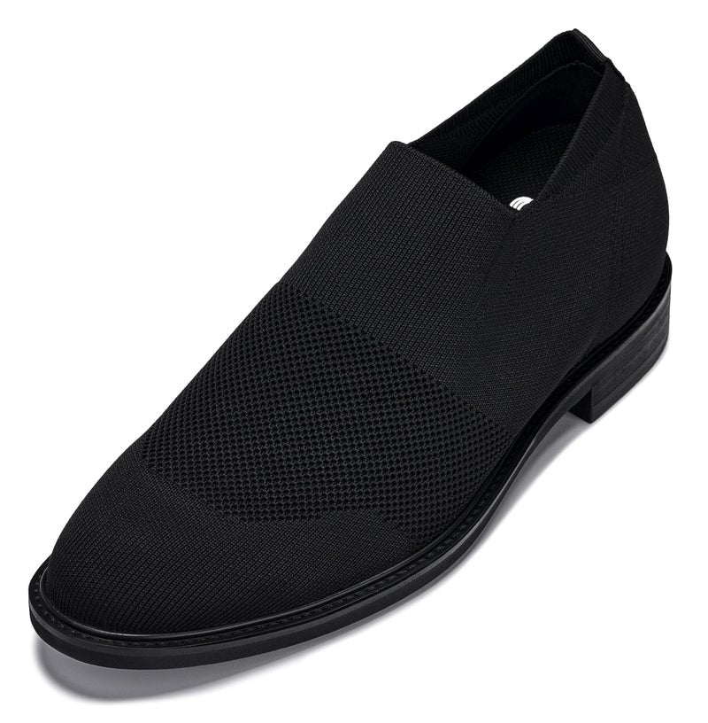 CALTO Mens Invisible Height Increasing Elevator Casual Shoes BlackBlack Sole Ultra LightWeight Slipon Knitted Business Dressy Casual Shoes 24 Inches Taller X1541 Size 13 DM US