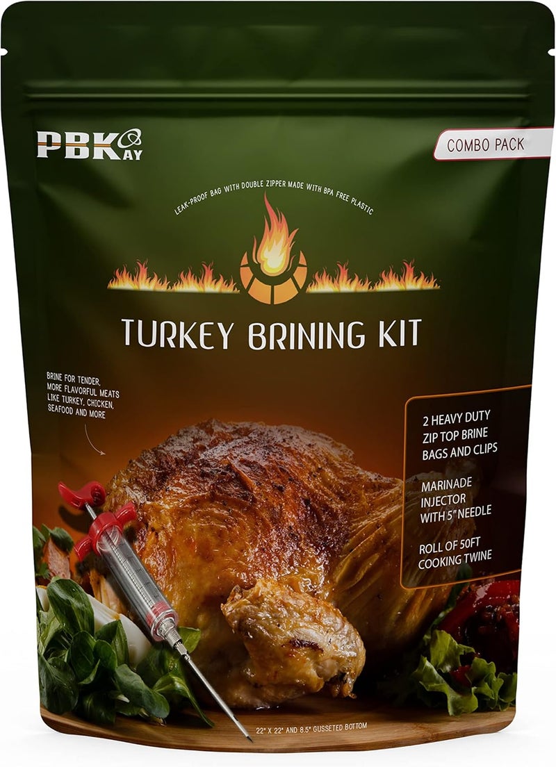 PBKay Large Turkey Brine Bags, Combo Pack - Marinade Injector - Roll cooking Twine - XL Heavy Duty Leakproof, Food grade BPA free - Image 2