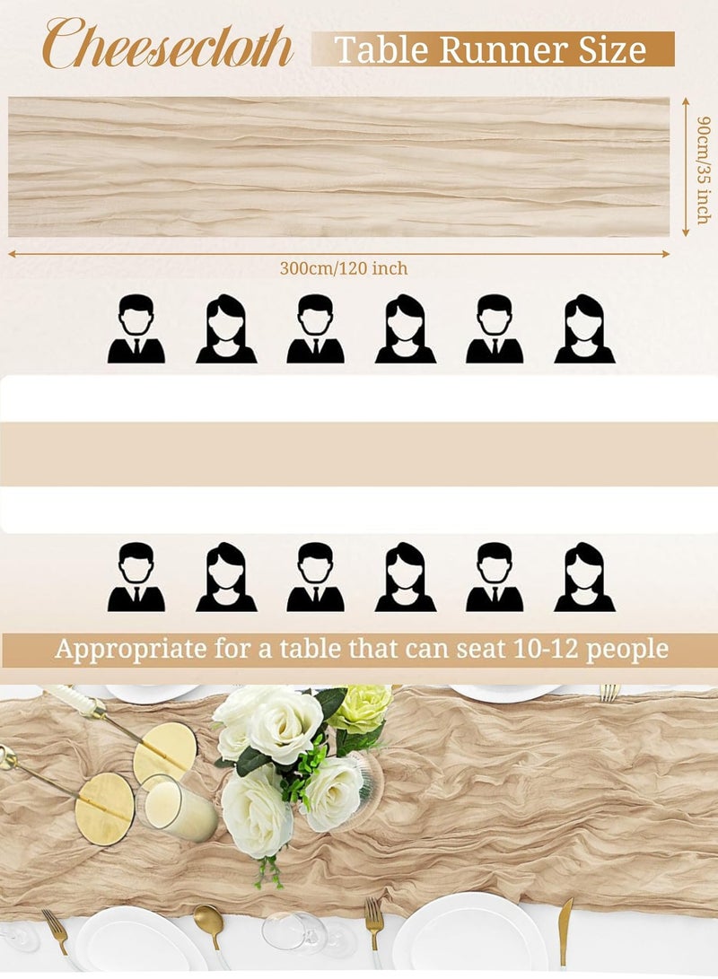 باللون البيج مفارش طاولات,قماش طاوله 90 × 300 سم مفرش طاولة من القماش القطني بوهو,ديكورات طاوله لحفلات الزفاف, وحفلات استقبا, المولود الجديد, وحفلات أعياد الميلاد, مفرش طاولة طويل مجعد زينة الحفلات - Image 3