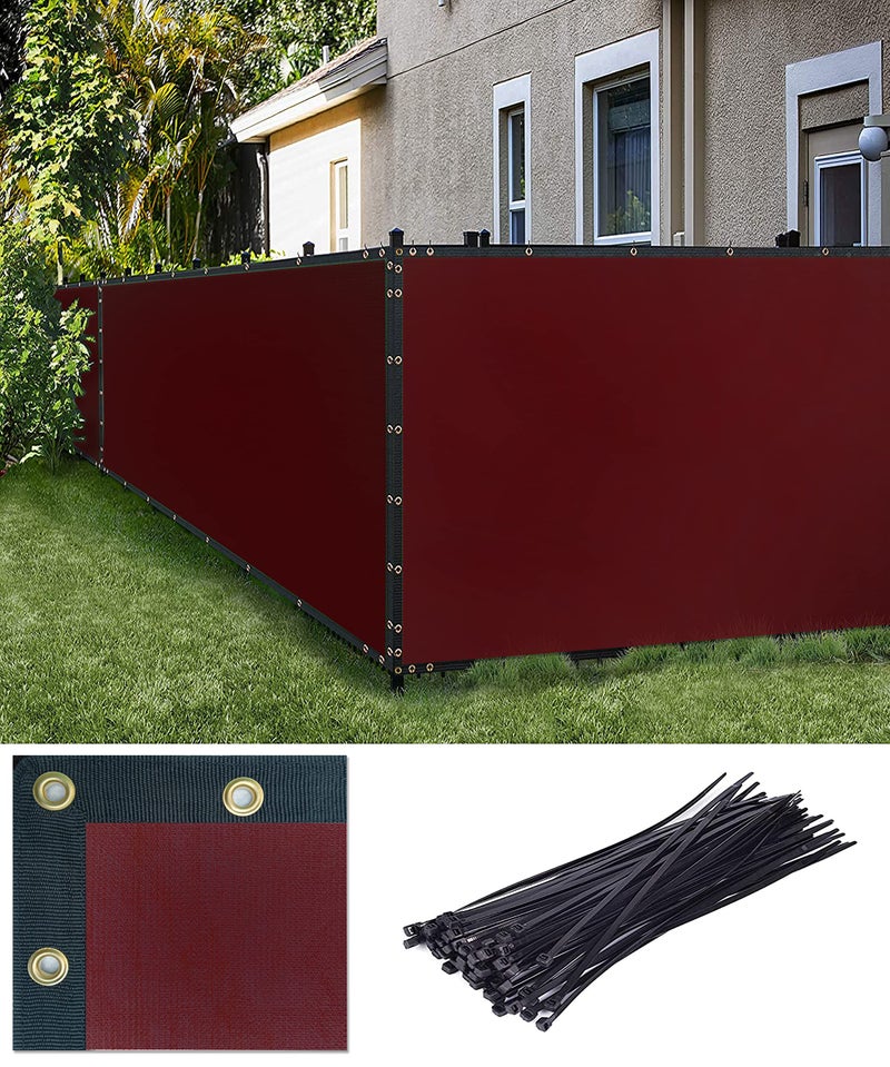 FREDDO Privacy Screen Fence Shade Net for Balcony, Garden, Terrace & Outdoor Fence – Heavy Duty with Polyester Band, Brass Eyelets & Tie Cords (Burgundy, 1 x 4 Mtr) - Image 1