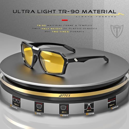 ATTCL Anti-Glare Night Driving Glasses - TR90 Frame Yellow Lens Improves Night Vision, Clear Vision for Driving 2137 Yeshi - Image 5