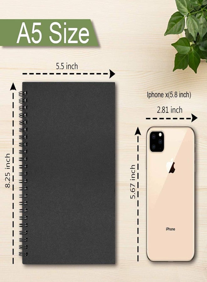 جي آر تي مجموعة من 3 دفاتر حلزونية بغلاف ناعم من GRT مع ورق مسطر، مقاس A5، تحتوي على 150 ورقة، دفتر ملاحظات سلكي للمنزل والمكتب والمدرسة والسفر والمذكرات، مقاس 8.25 × 5.55 بوصة (أسود، أحمر، أزرق). - Image 2