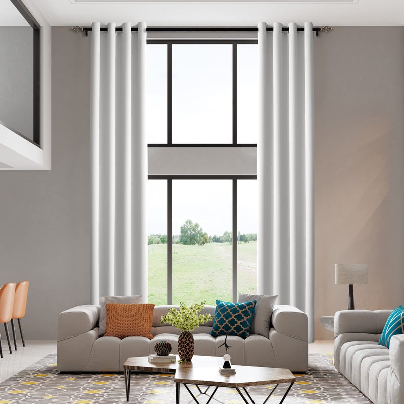 MAIHER MAIHER Sunblock Extra Long Curtain Greyish White 2 Story Curtain Grommet Top 13ft Length Window Curtain Panel for Living Room High Ceiling 1 Panel 50 W x 156 L 