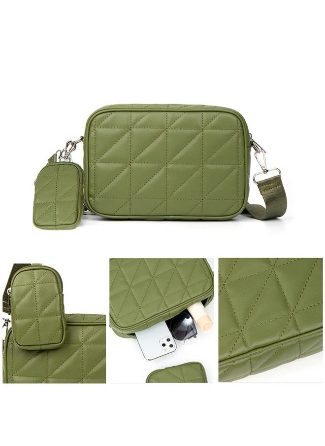 AOCINA - Small Coin Purse Crossbody Bags With Coin Pouch For Women Soft Leather Quilted Hobo Purses 2 Size Bags(Olive Green) - Image 1