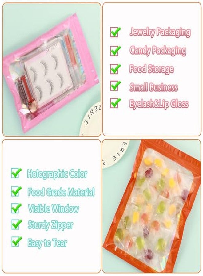 GcFoir 350 Pcs-Holographic Bags with Front Window, 4x6 Inch Reclosable Packing Bags, Black Mylar Bags Ideal for Food Storage & Jewelry Smell Proof, Resealable - Image 5