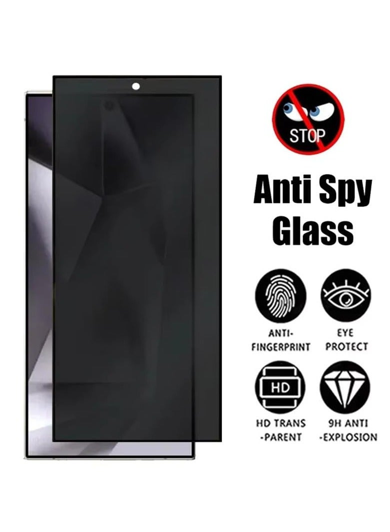 حماية شاشة تدعم بصمة الإصبع لجهاز سامسونج جالاكسي S25 5G زجاج مقسى فائق النحافة 5D خصوصية صلابة 9H مضاد للخدش مضاد للتجسس فيلم زجاج مقسى متميز لجهاز سامسونج جالاكسي S25 5G 2024 - Image 2