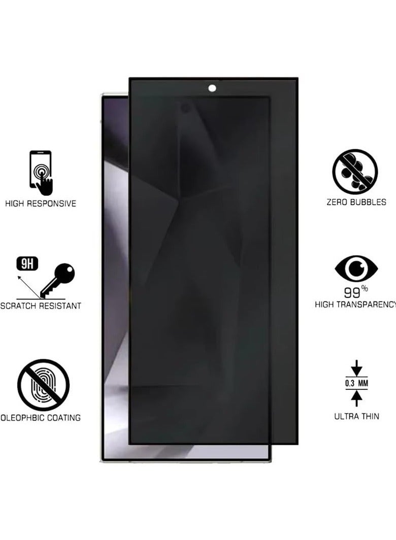 حماية شاشة تدعم بصمة الإصبع لجهاز سامسونج جالاكسي S25 5G زجاج مقسى فائق النحافة 5D خصوصية صلابة 9H مضاد للخدش مضاد للتجسس فيلم زجاج مقسى متميز لجهاز سامسونج جالاكسي S25 5G 2024 - Image 3