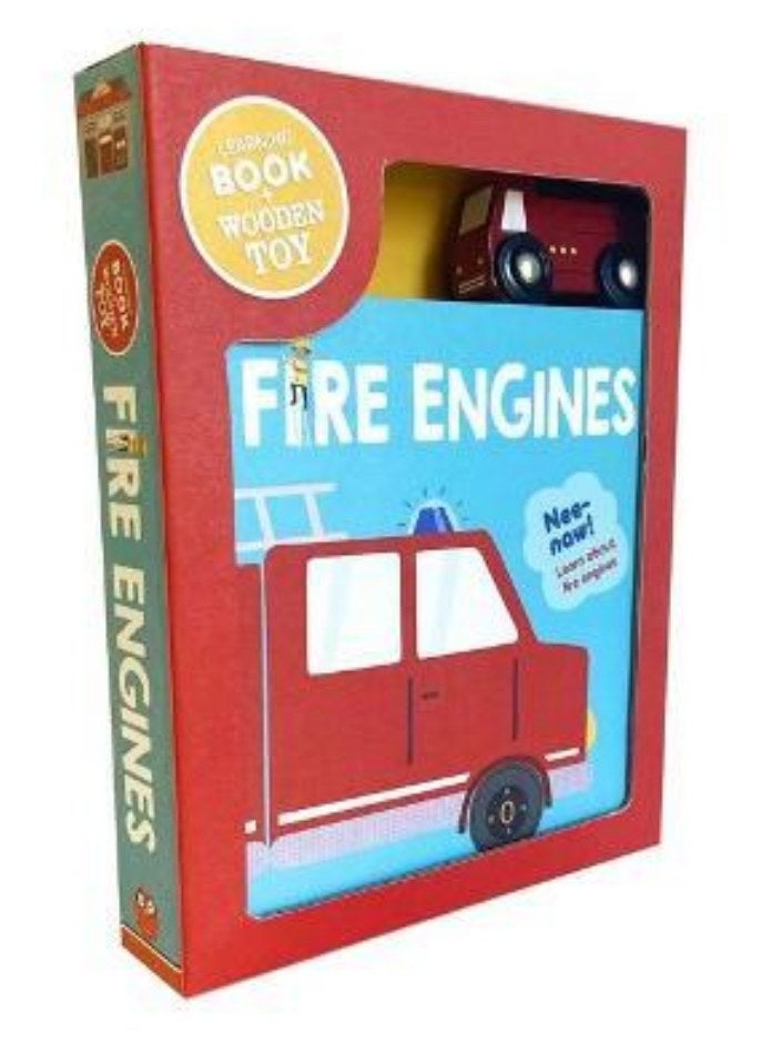 FIRE ENGINES BK & WOODEN TOY SET