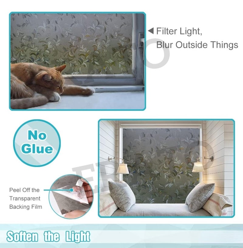ERATO Decorative Window Frosted Film Self Adhesive Glass Window Film Frosted Sticker (16 x 80 inch, Decorative 05) - Image 4