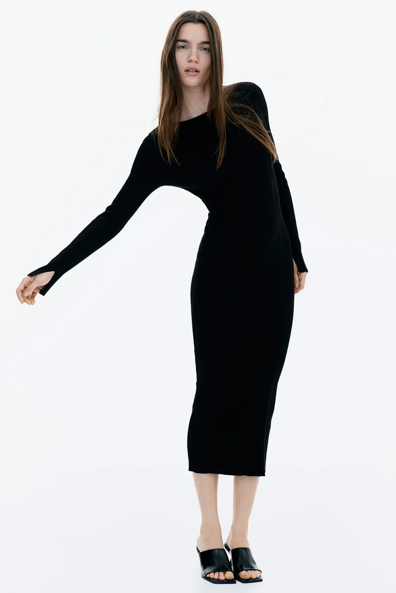 H&M Low-back rib-knit bodycon dress