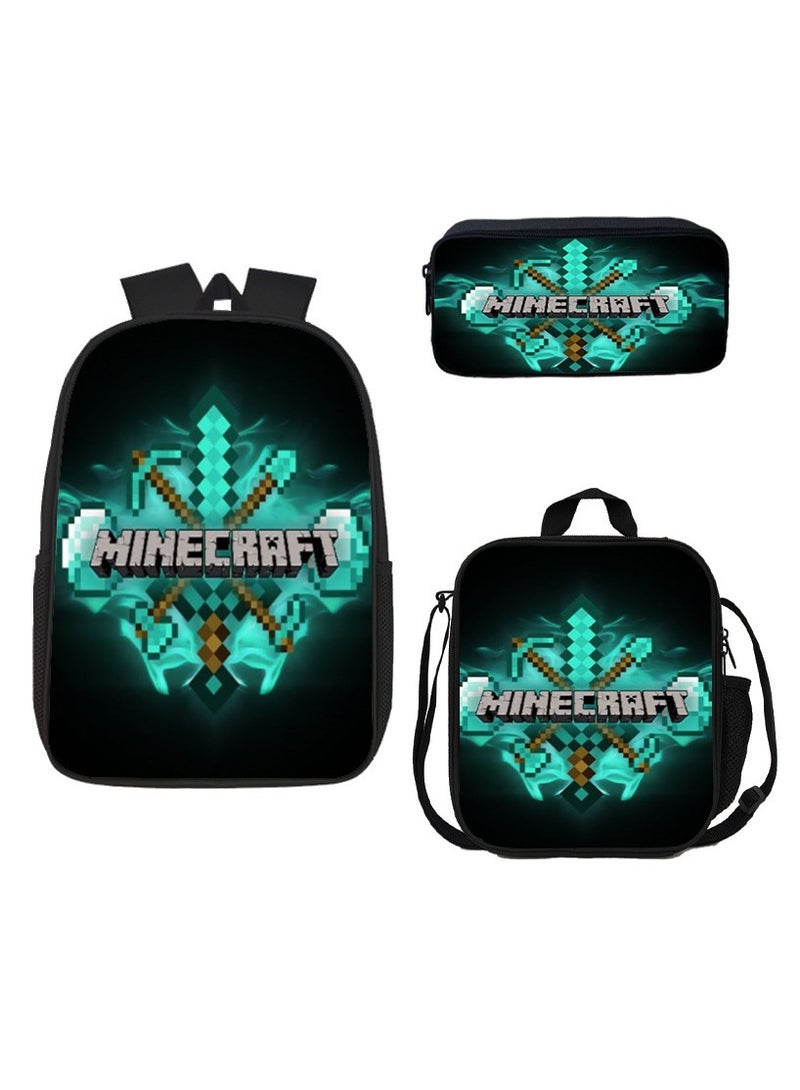 MINECRAFT My World Cartoon Student Backpack Three-piece Set 29*42*16cm