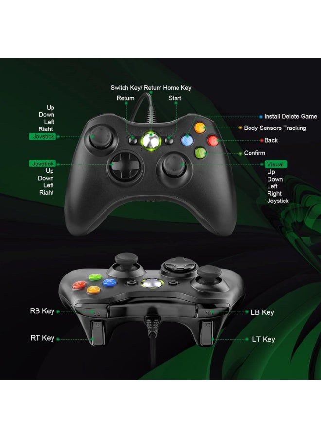 Controller for Xbox 360, PC Controller USB Wired Joystick Gamepad, Improved Ergonomic Design Controller for Xbox 360 Slim PC with Windows Vista/7/8/8.1/10 - Image 2