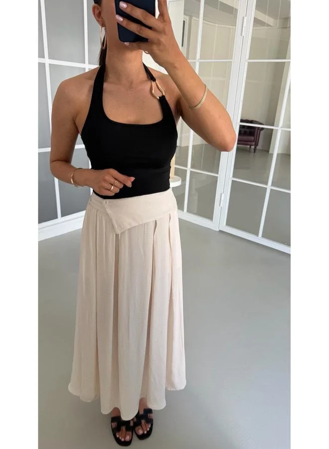Gaus  Cream Belt Detailed Soft-Texture Skirt GAUS-01723. for Women | Best Price UAE