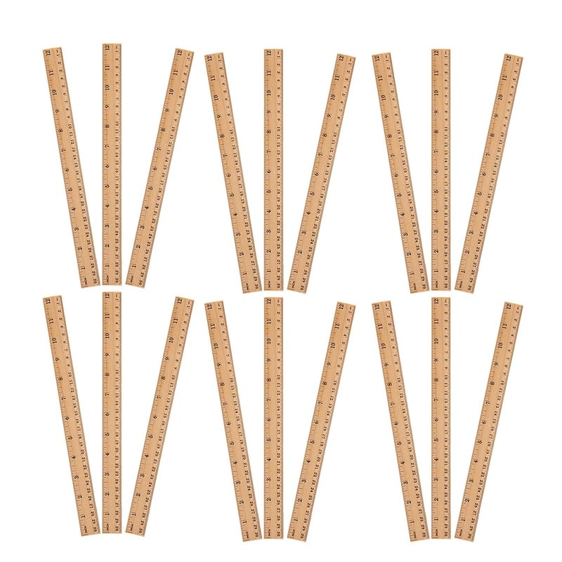 20 قطعة مساطر خشبية مقياس قياس مزدوج الجوانب لأعمال النجارة والخشب والرسم ومستلزمات المدارس - Image 2