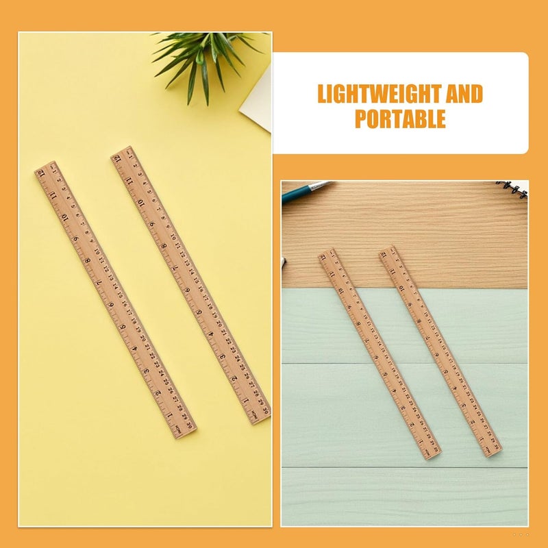 20 قطعة مساطر خشبية مقياس قياس مزدوج الجوانب لأعمال النجارة والخشب والرسم ومستلزمات المدارس - Image 4
