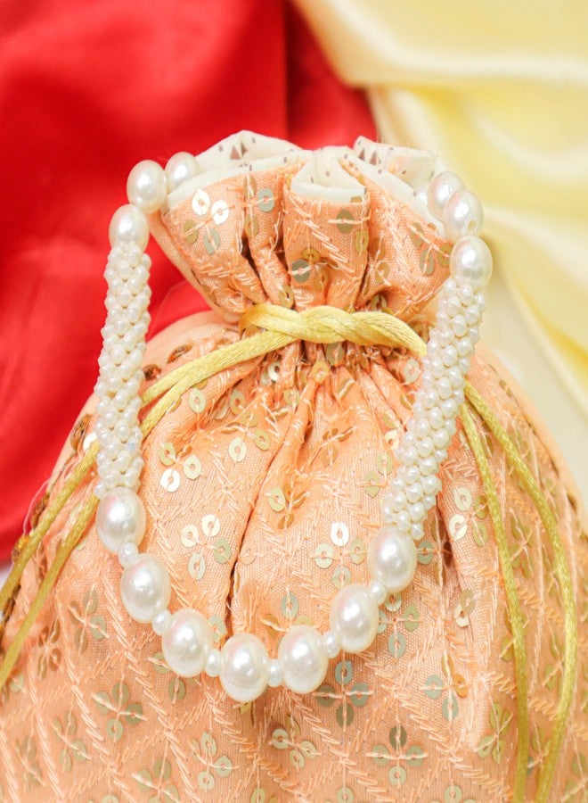 Epics Present Tikki Designed Embellished Potli Bags for Women | Bridal Potli Batwa Pouches for Guest Gifting | Traditional Wedding Return Gift Potlis for Shagun, Engagement - Multicolour (Pack of 15) - Image 5