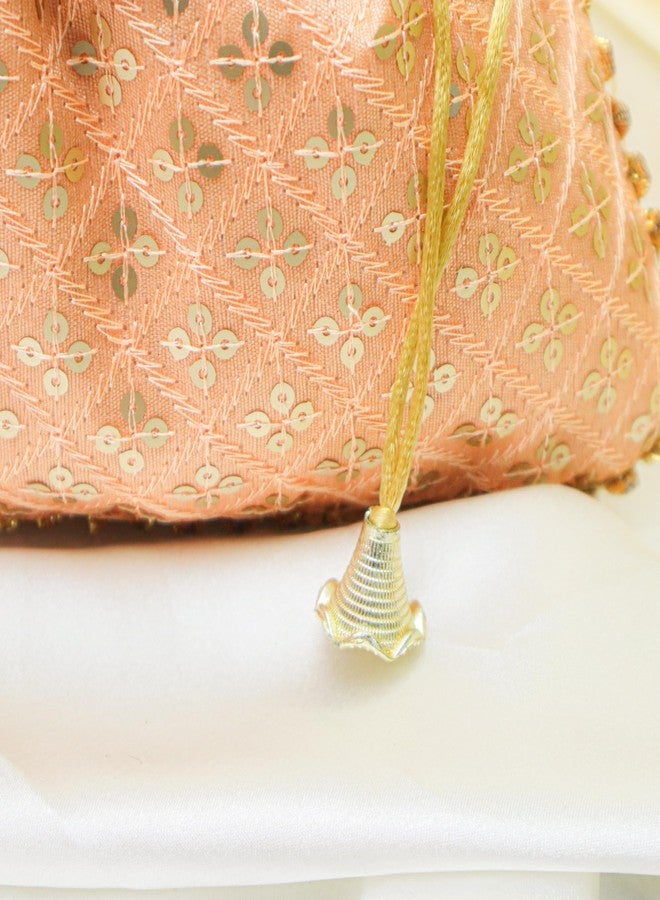 Epics Present Tikki Designed Embellished Potli Bags for Women | Bridal Potli Batwa Pouches for Guest Gifting | Traditional Wedding Return Gift Potlis for Shagun, Engagement - Multicolour (Pack of 15) - Image 4