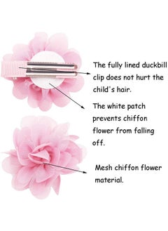DED DeD 40PCS 2" Chiffon Flower Hair Bows Clips Flower Tiny Hair Clips Fine Hair for Girls Infants Toddlers Set of 20 Pairs  - Image 3