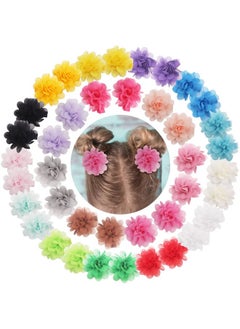 DED DeD 40PCS 2" Chiffon Flower Hair Bows Clips Flower Tiny Hair Clips Fine Hair for Girls Infants Toddlers Set of 20 Pairs  - Image 1