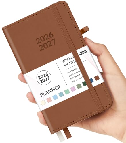 Forvencer Pocket Planner 20262027 Weekly Monthly Planners for Purse 35 x 6 July 2026June 2027 Cute Small Daily Academic Calendar Elastic Band Hardcover Agenda for Women Teacher - Image 1